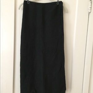 Vintage Black linen midi wrap skirt